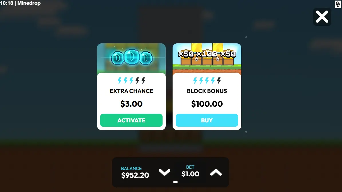 Mine Drop 2 Bonus Buy menu